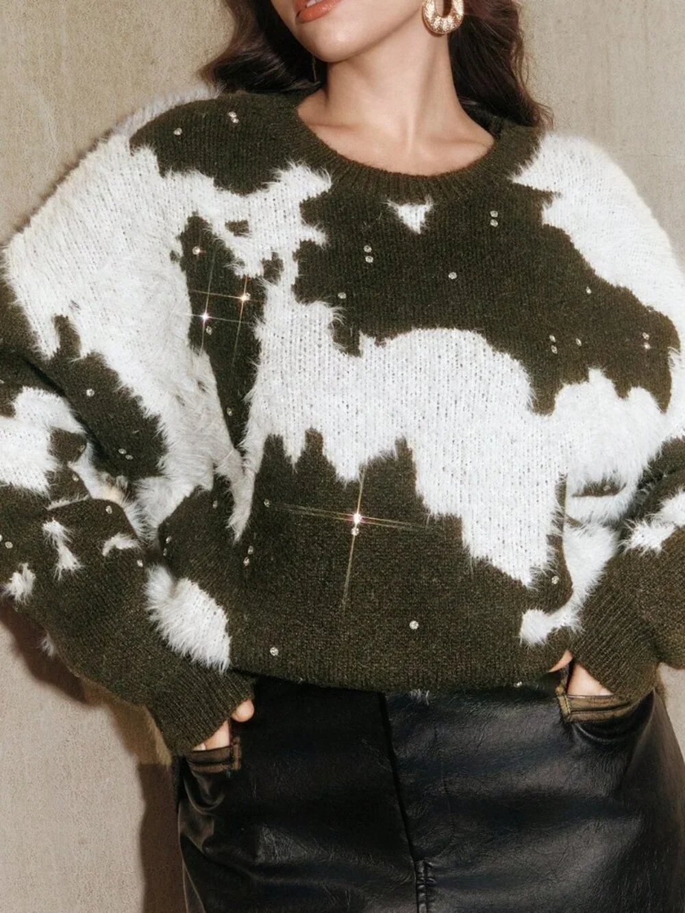 Multicolor Casual Women's Elegant Crew Neck Pullover Sweater